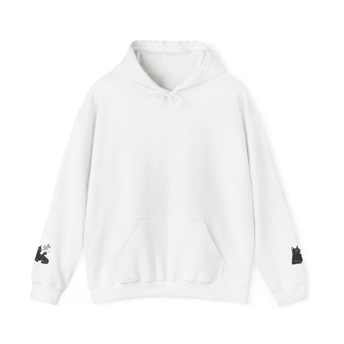 Smoking Cat Hoodie — Relaxed Black Cat Graphic Pullover