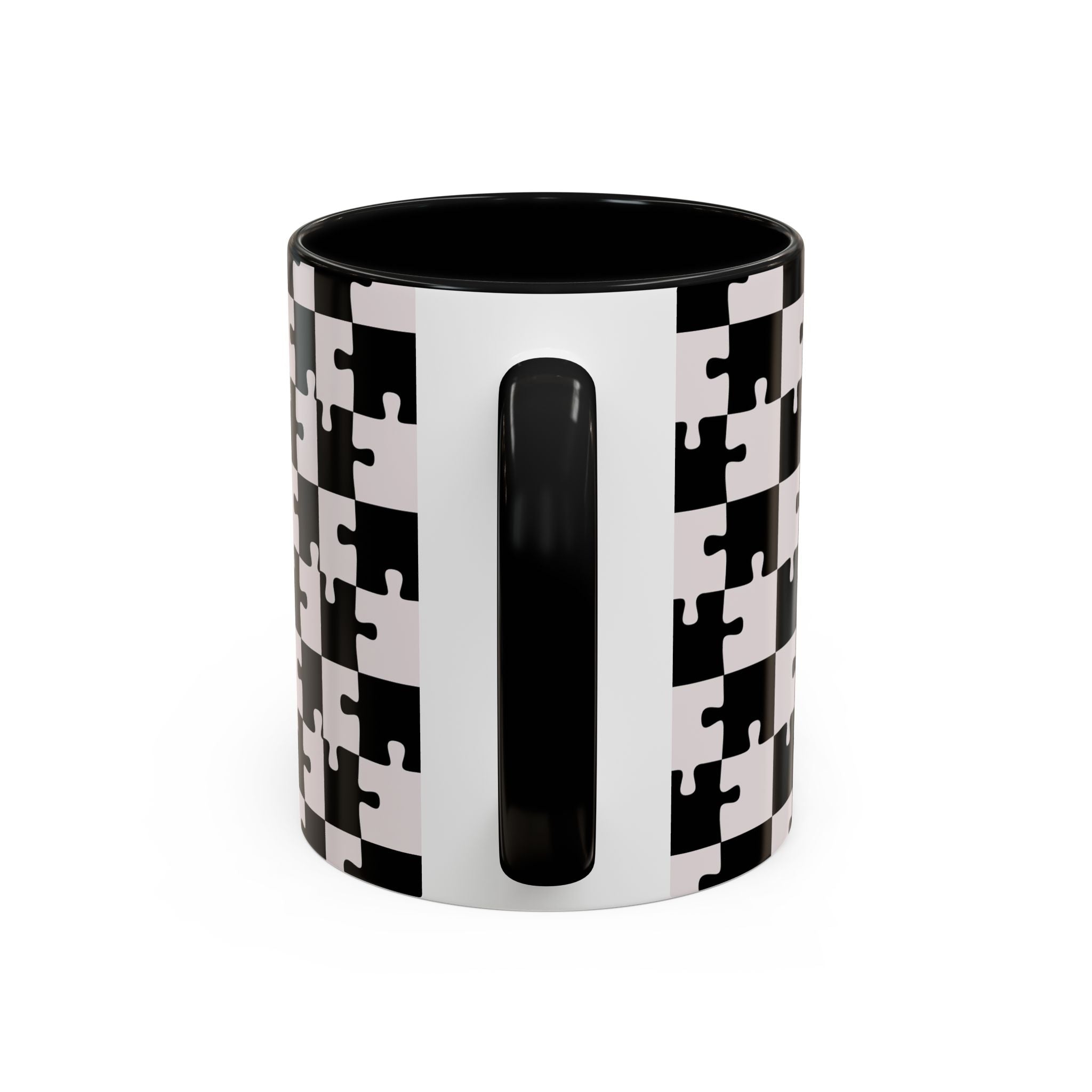Black & White Puzzle Checkerboard Accent Coffee Mug