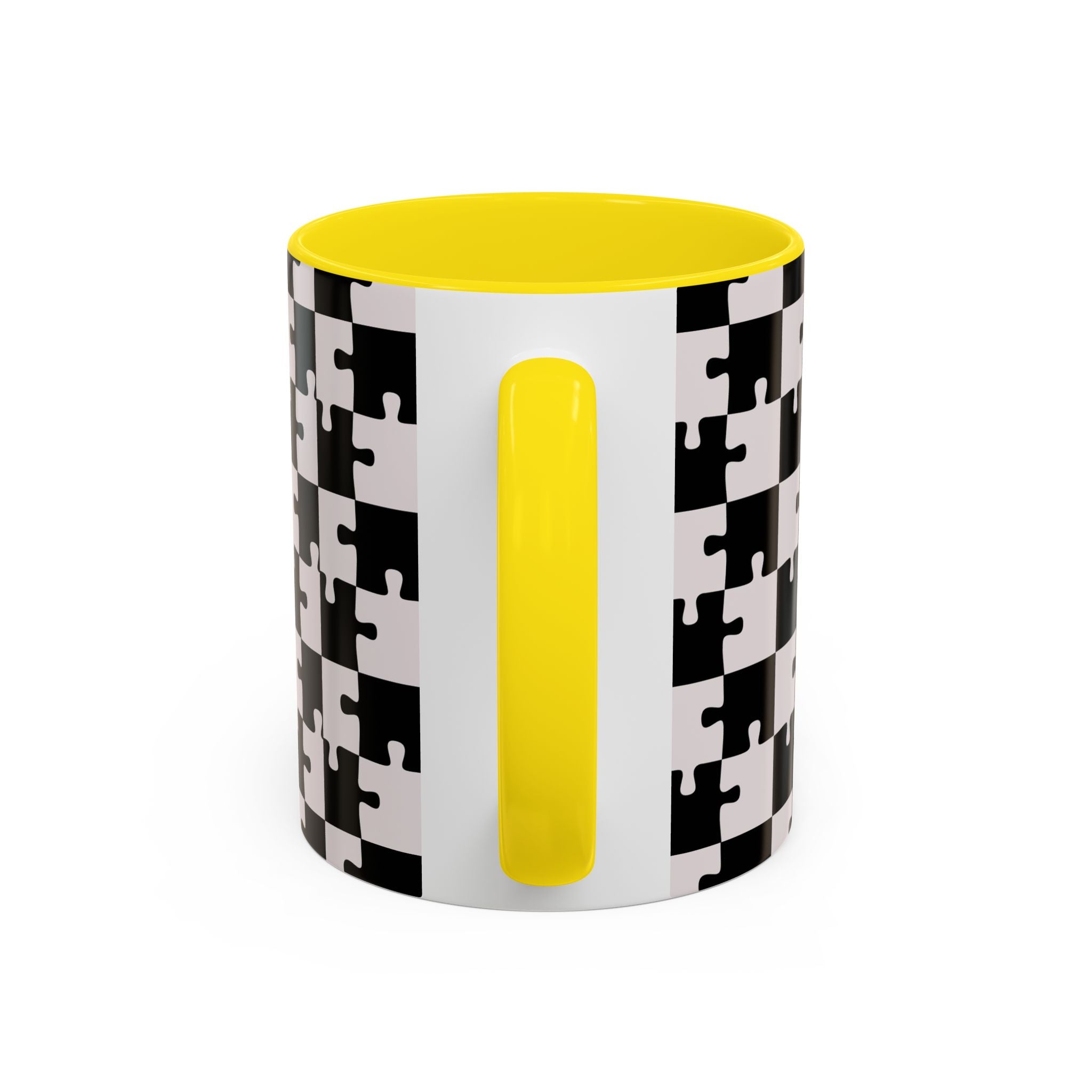 Black & White Puzzle Checkerboard Accent Coffee Mug