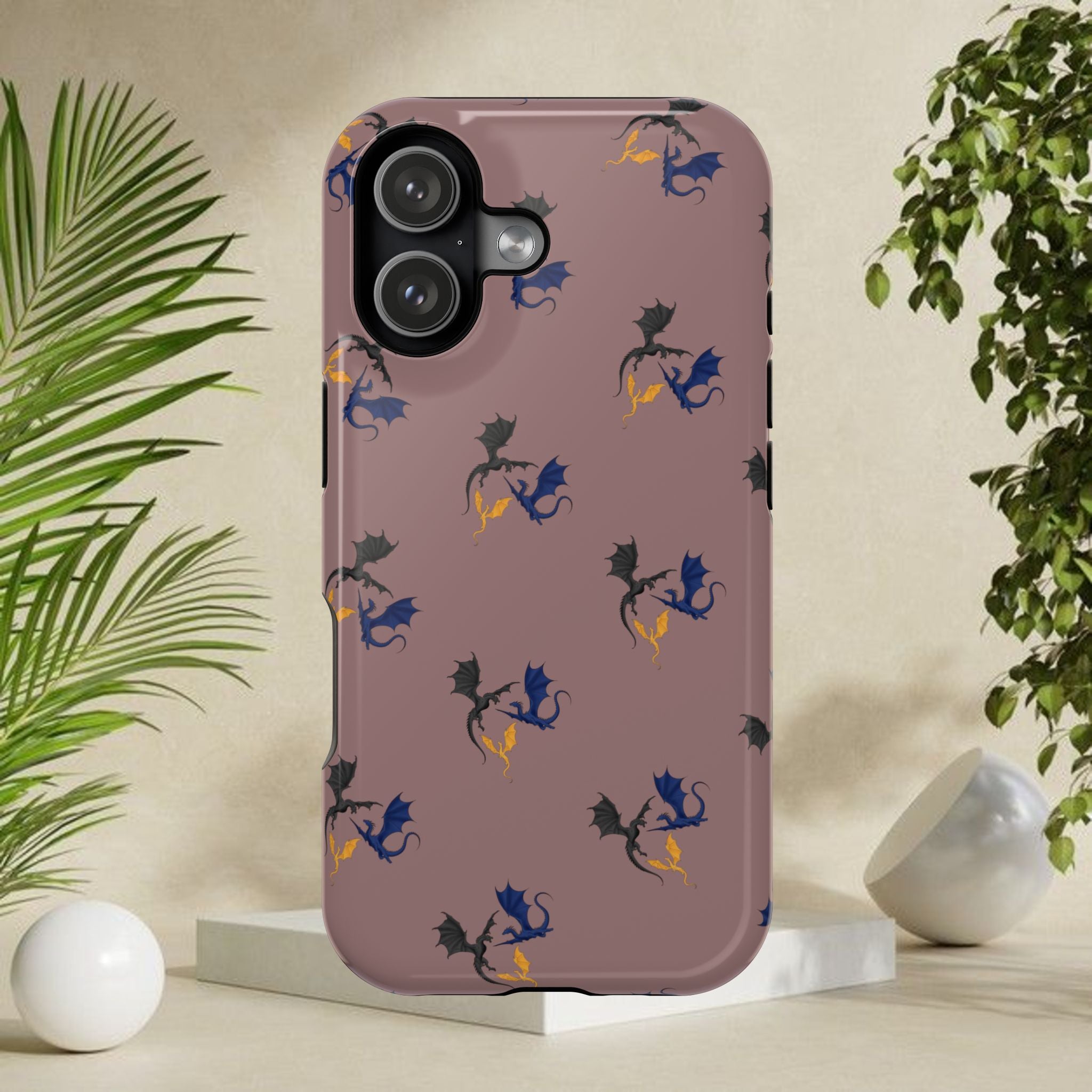 Magnetic Impact Phone Case — Repeating Witch Cat Silhouette Design