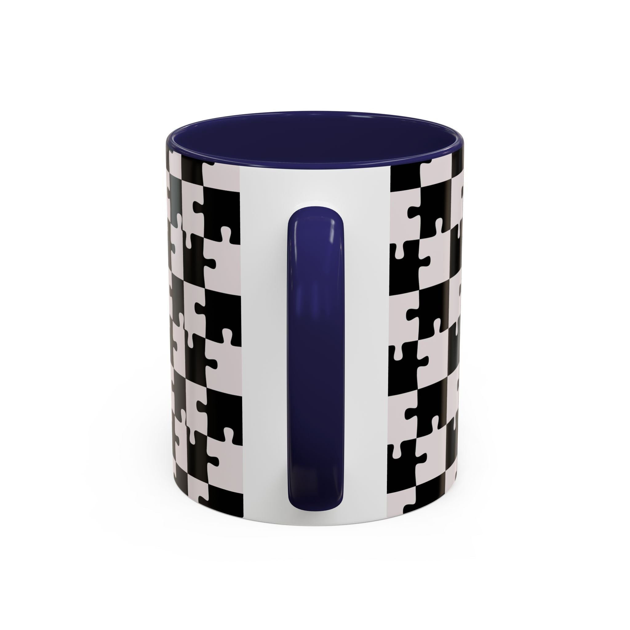 Black & White Puzzle Checkerboard Accent Coffee Mug