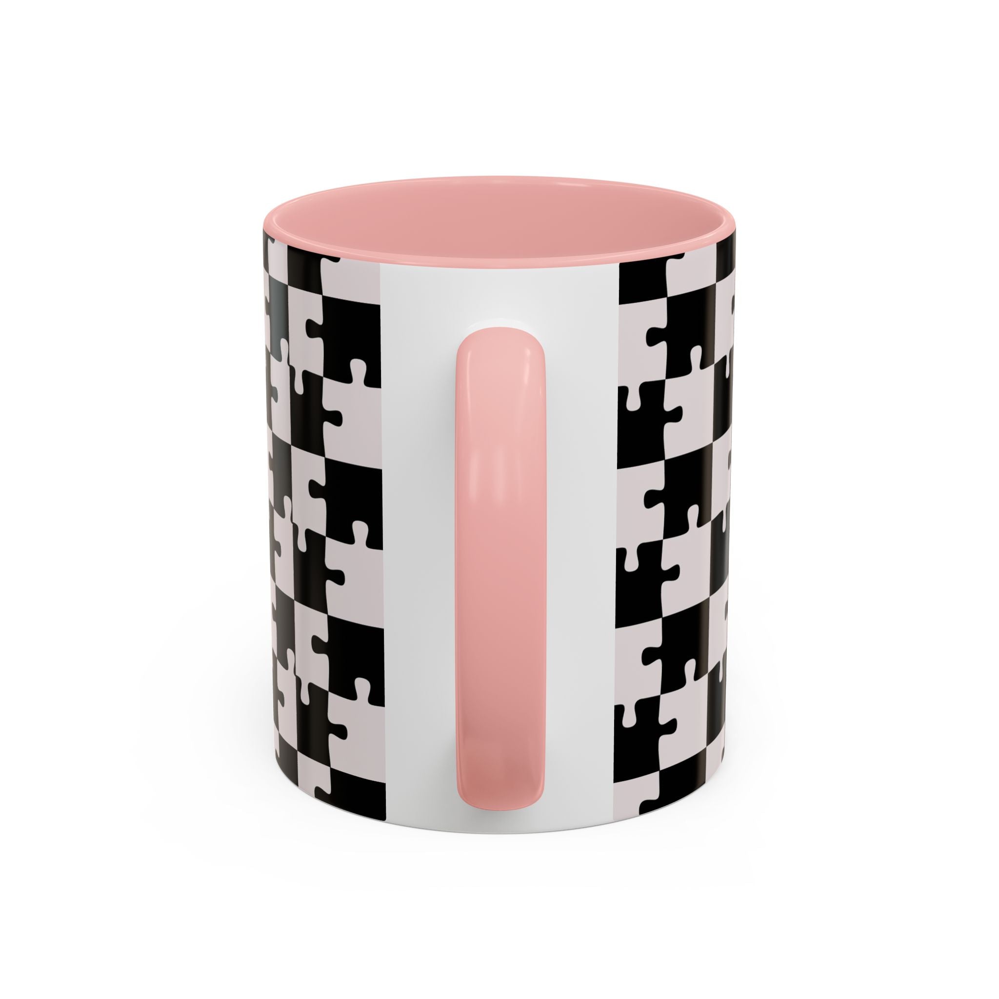 Black & White Puzzle Checkerboard Accent Coffee Mug
