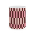 Pink Geometric Checkerboard Ceramic Mug — Retro Stripe Pattern (11oz & 15oz)