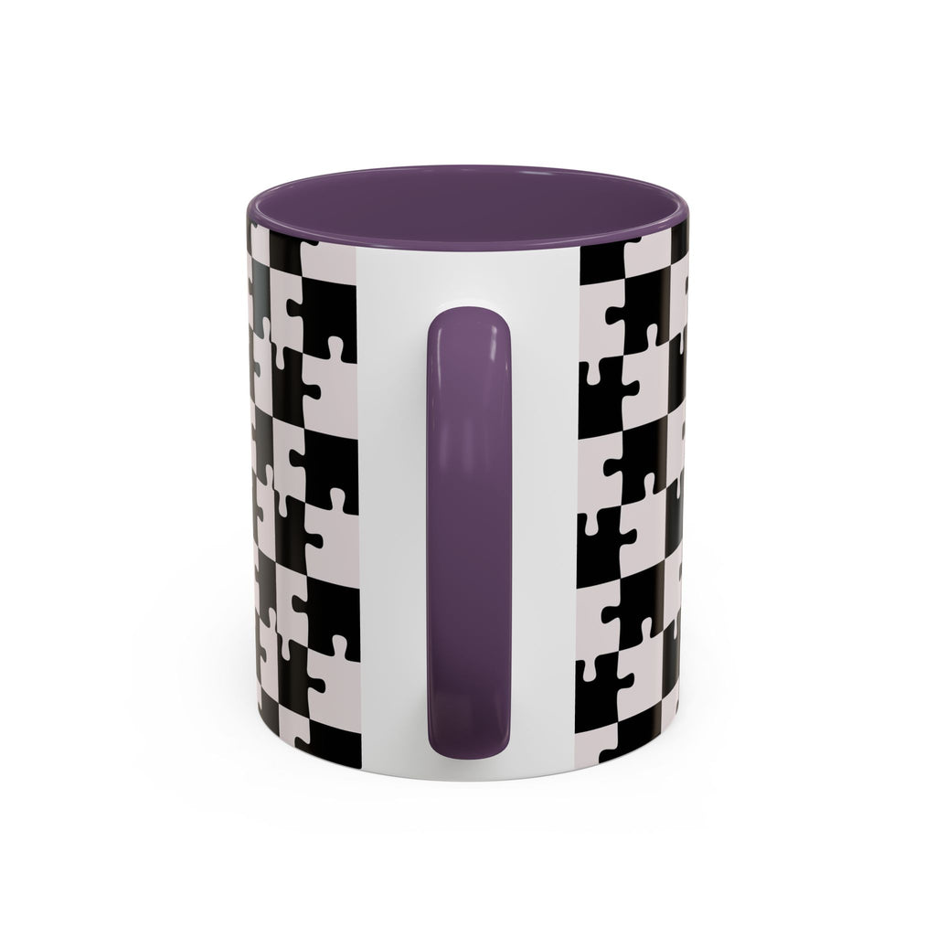 Black & White Puzzle Checkerboard Accent Coffee Mug
