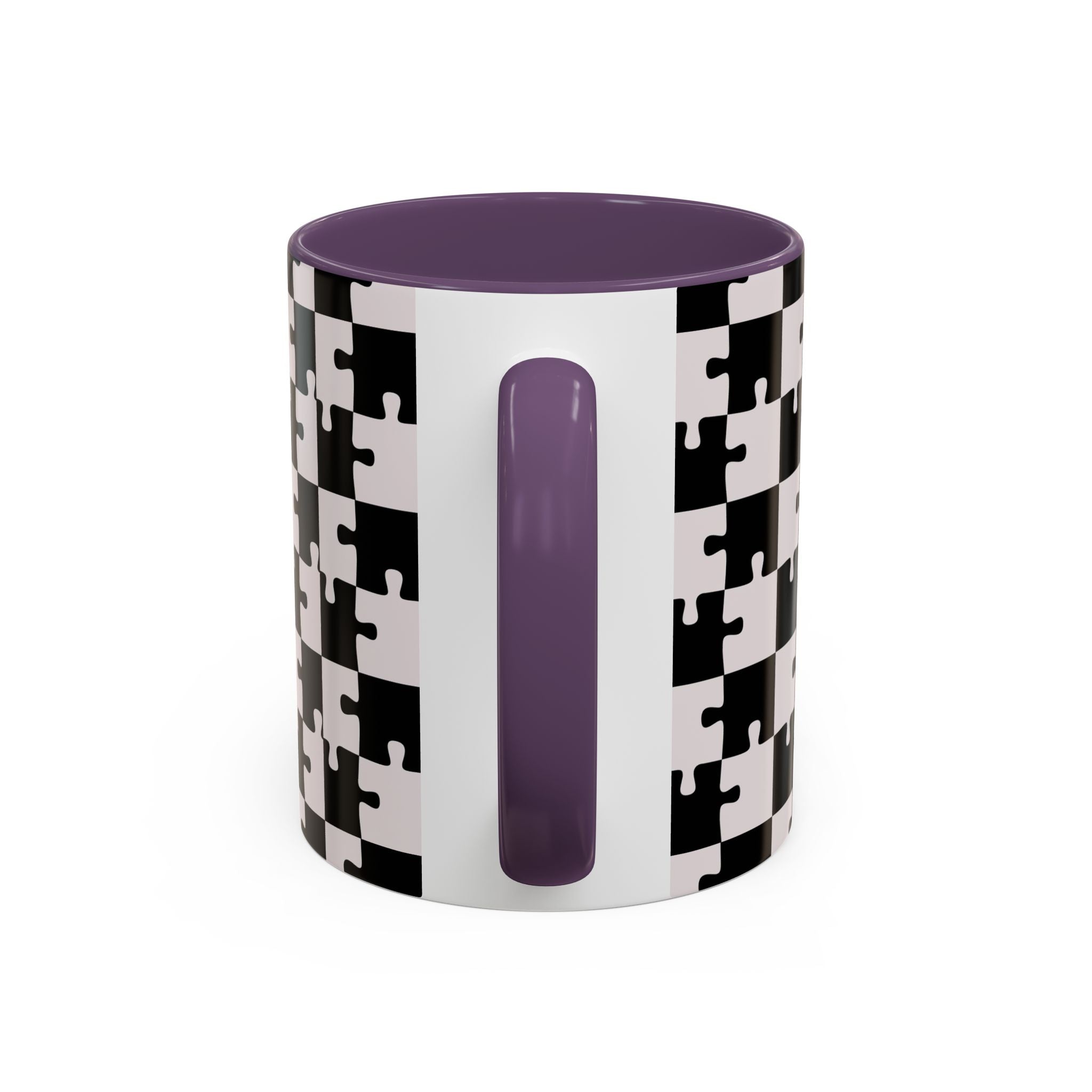 Black & White Puzzle Checkerboard Accent Coffee Mug
