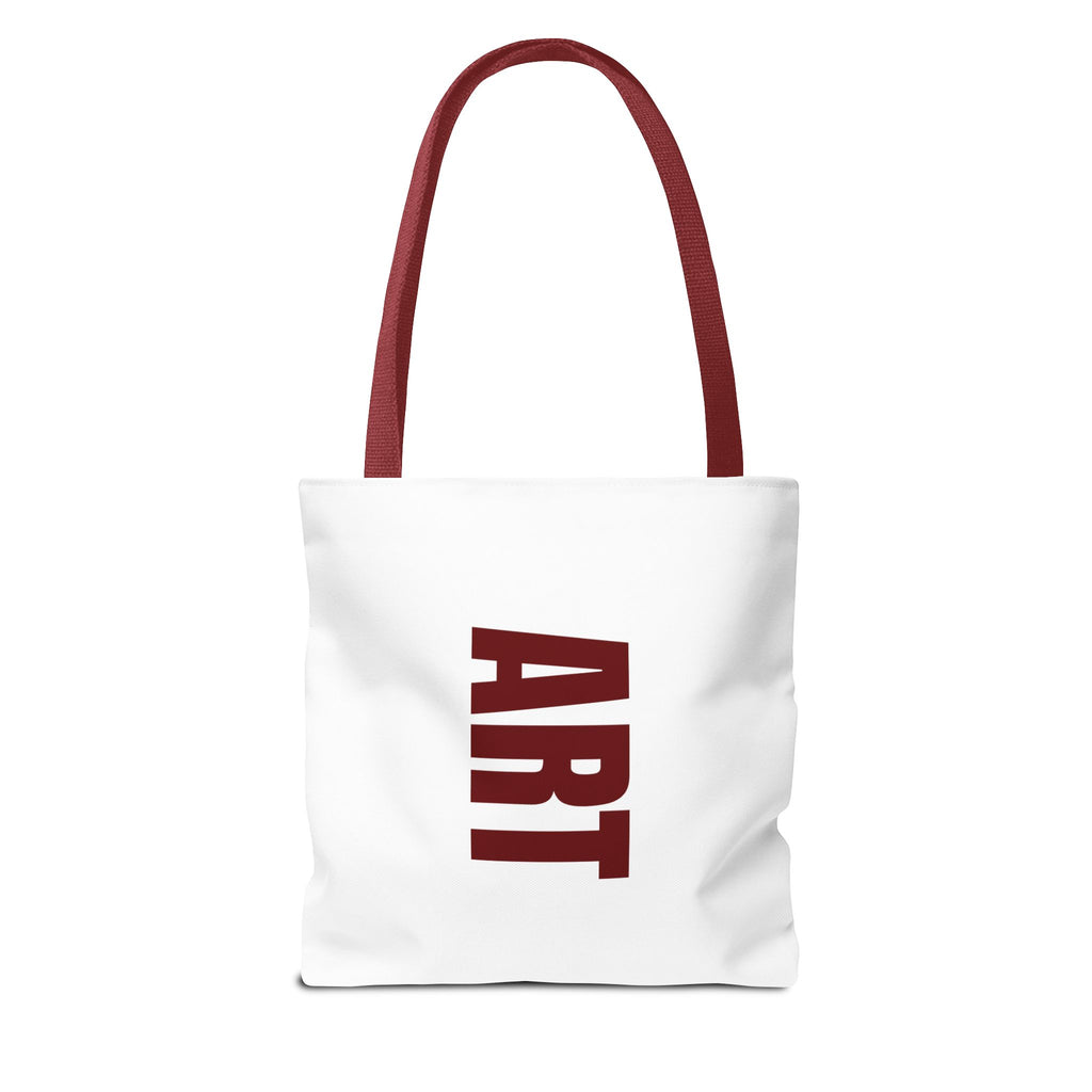 Artistic Martini Tote Bag — Red Boots & 'ART' Graphic All-Over Print Tote