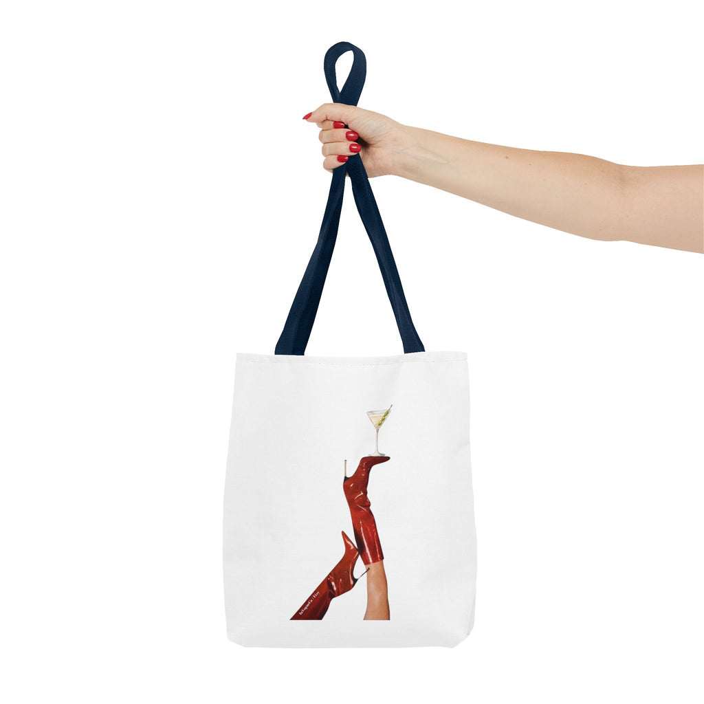 Artistic Martini Tote Bag — Red Boots & 'ART' Graphic All-Over Print Tote