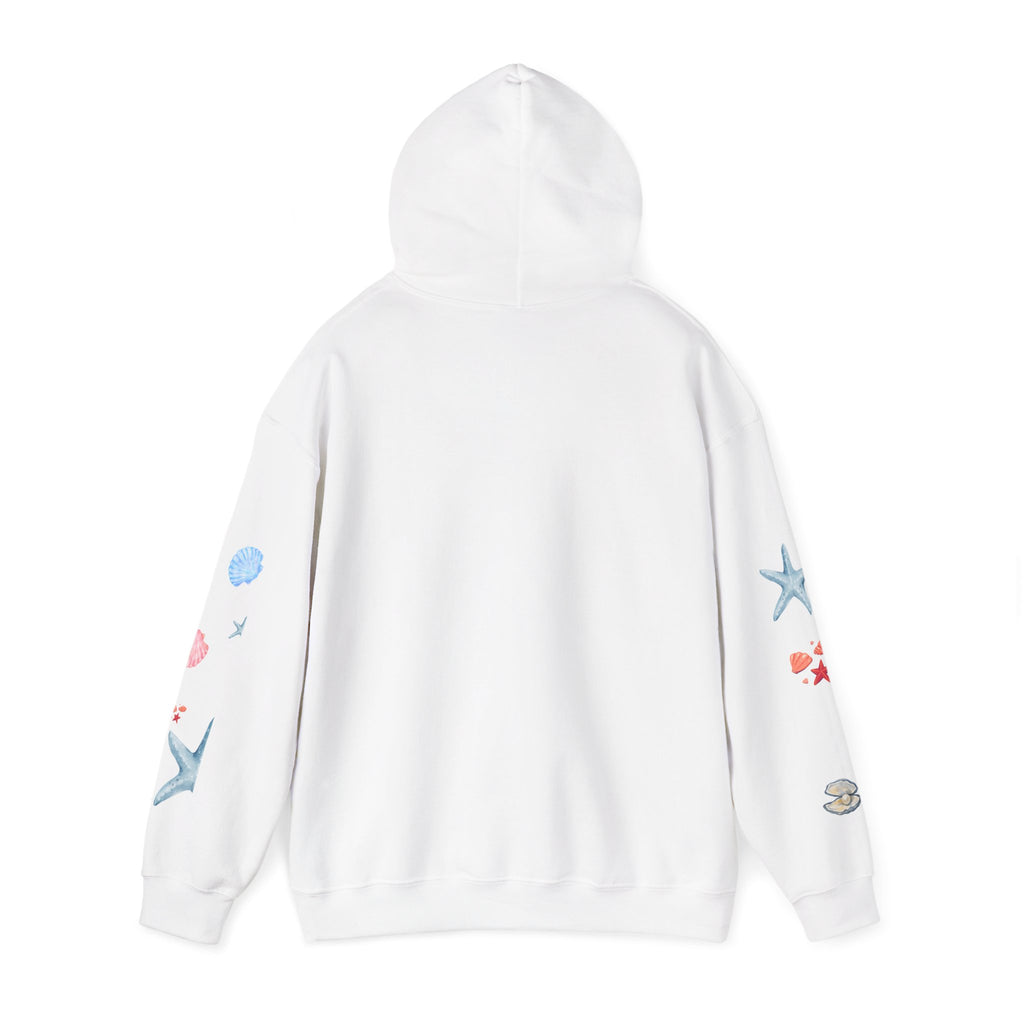 Sea Turtle & Shells Hoodie — Watercolor Ocean Whale Turtle Pullover