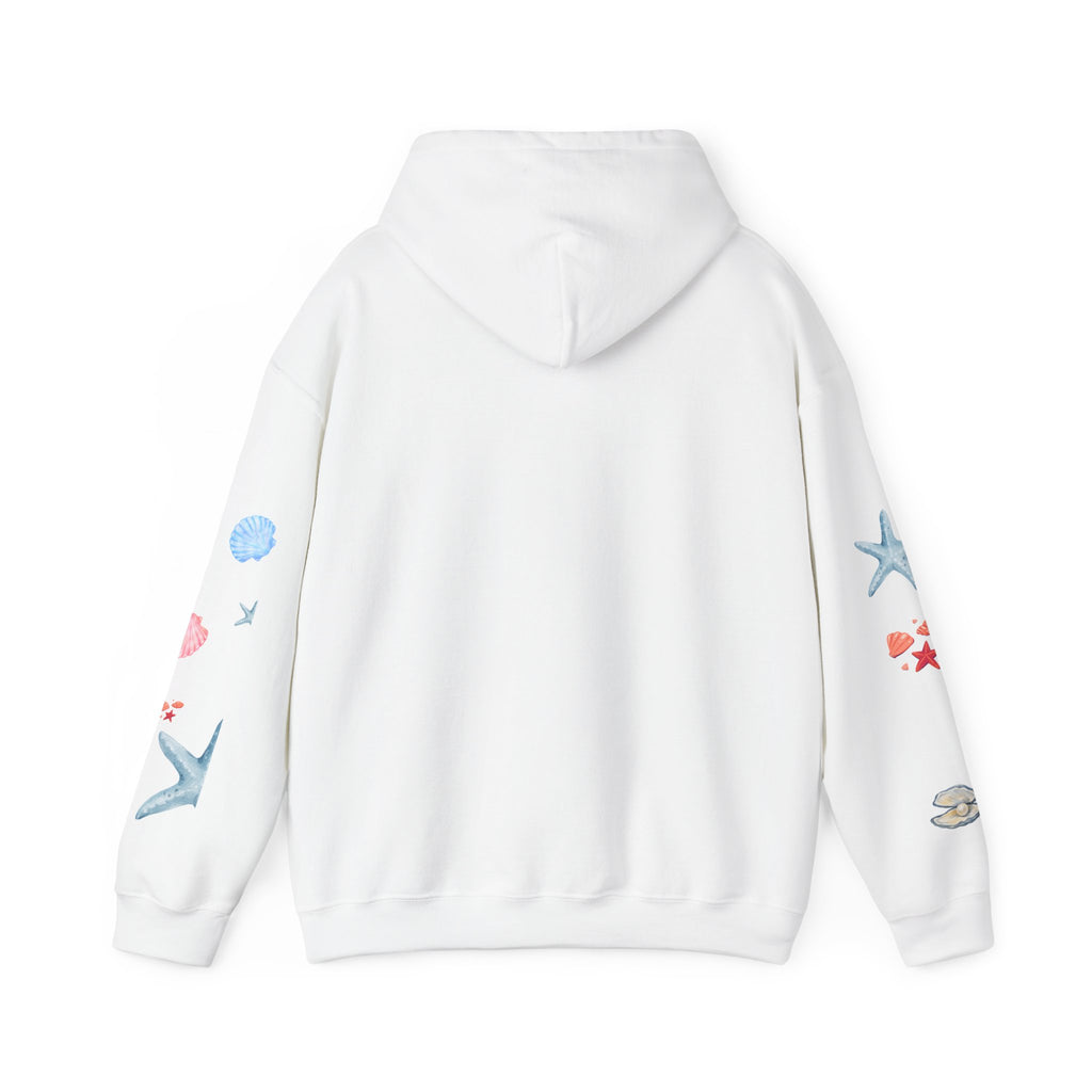 Sea Turtle & Shells Hoodie — Watercolor Ocean Whale Turtle Pullover