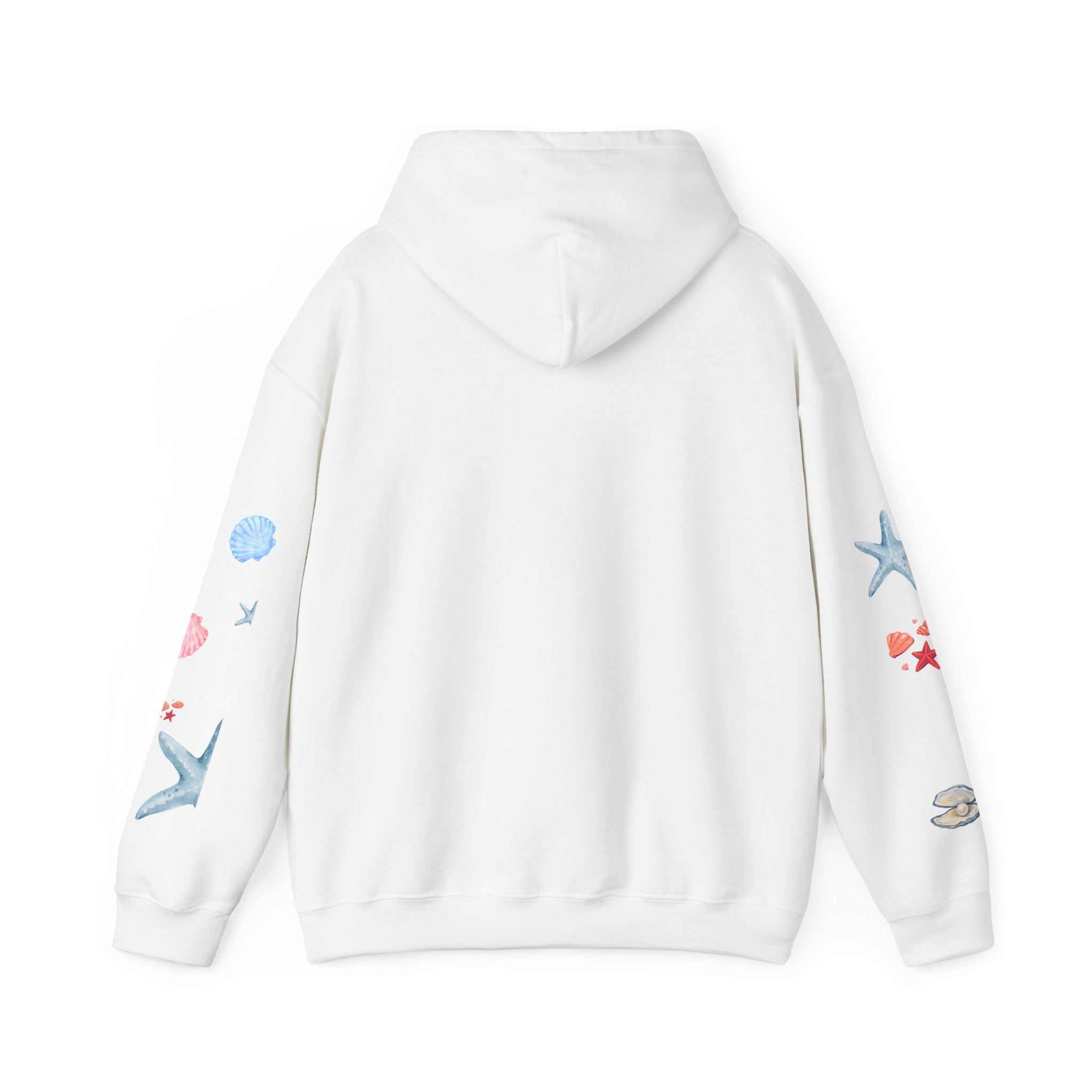 Sea Turtle & Shells Hoodie — Watercolor Ocean Whale Turtle Pullover