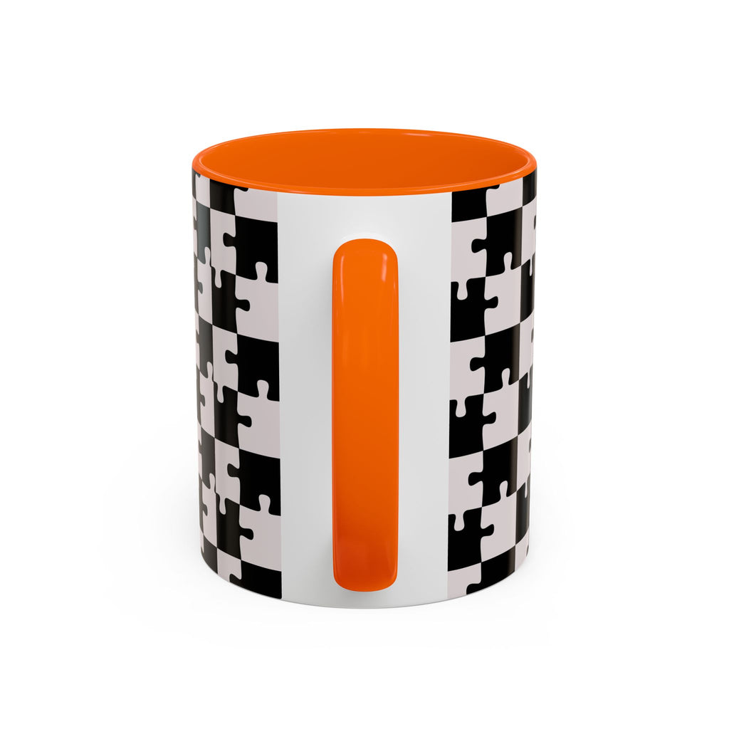 Black & White Puzzle Checkerboard Accent Coffee Mug