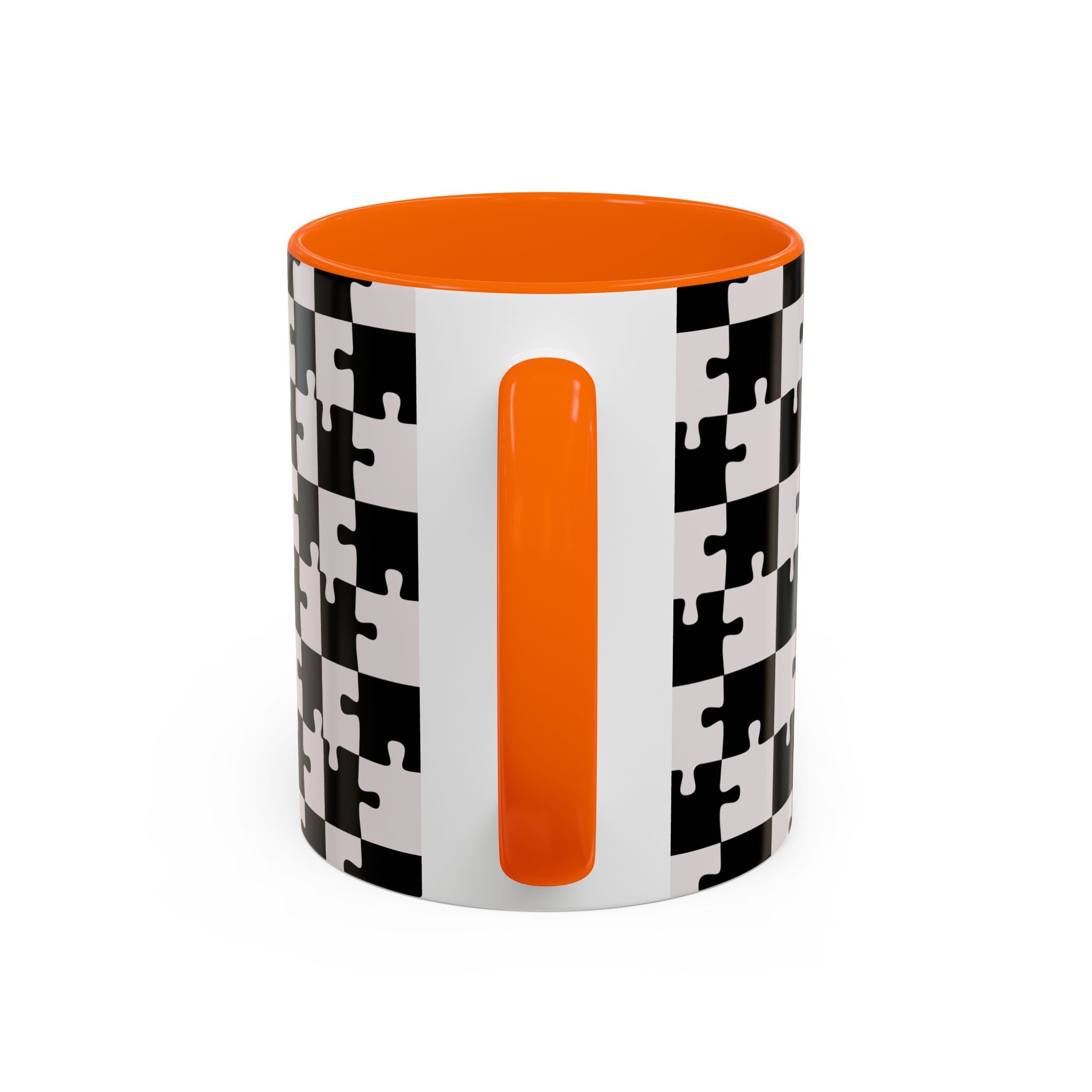 Black & White Puzzle Checkerboard Accent Coffee Mug