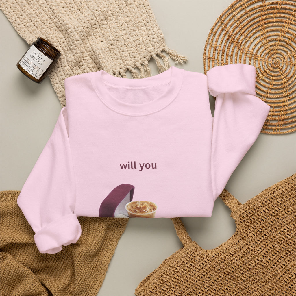 Crewneck Sweatshirt - "Will You Get Coffee With Me?" Iced Coffee Proposal Graphic