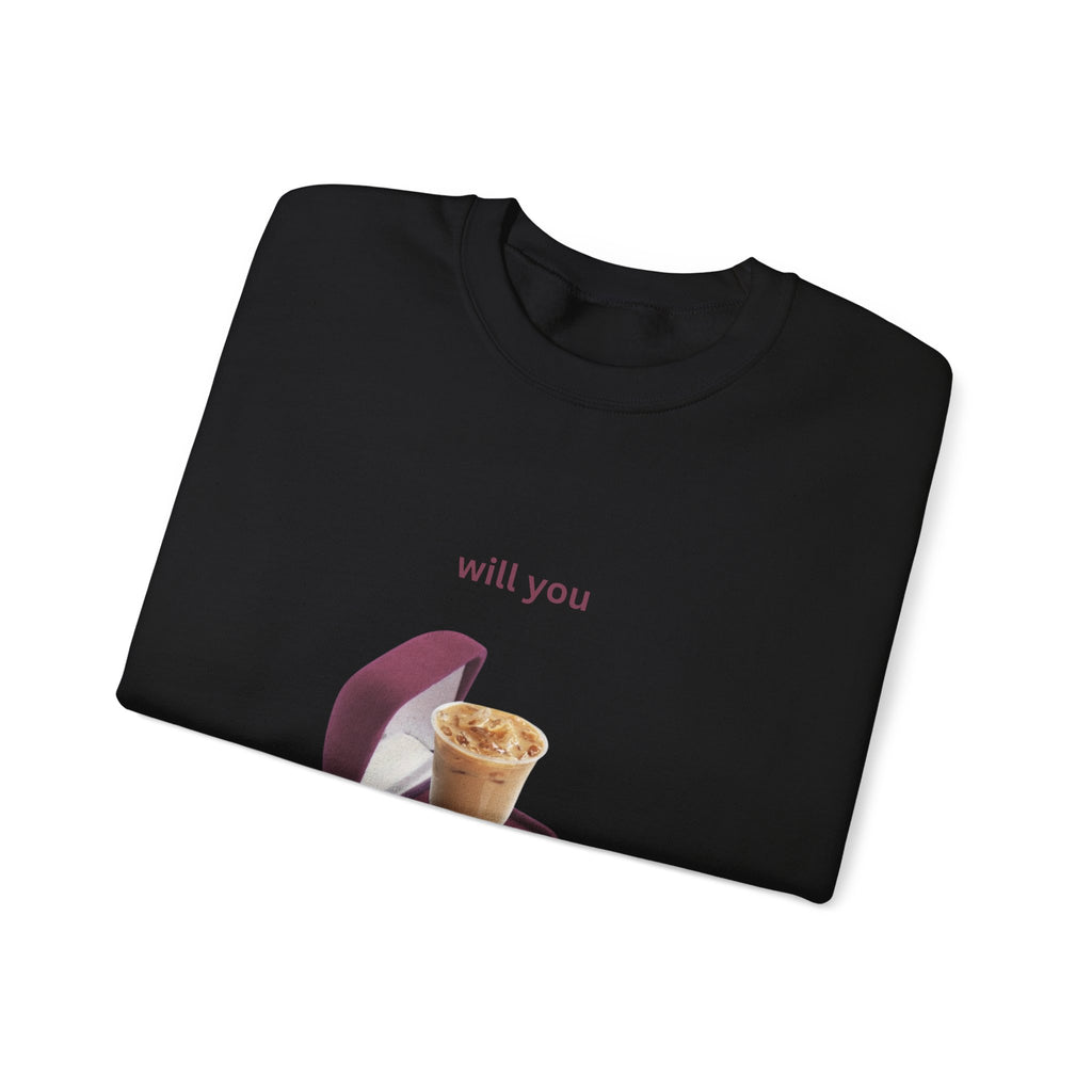 Crewneck Sweatshirt - "Will You Get Coffee With Me?" Iced Coffee Proposal Graphic