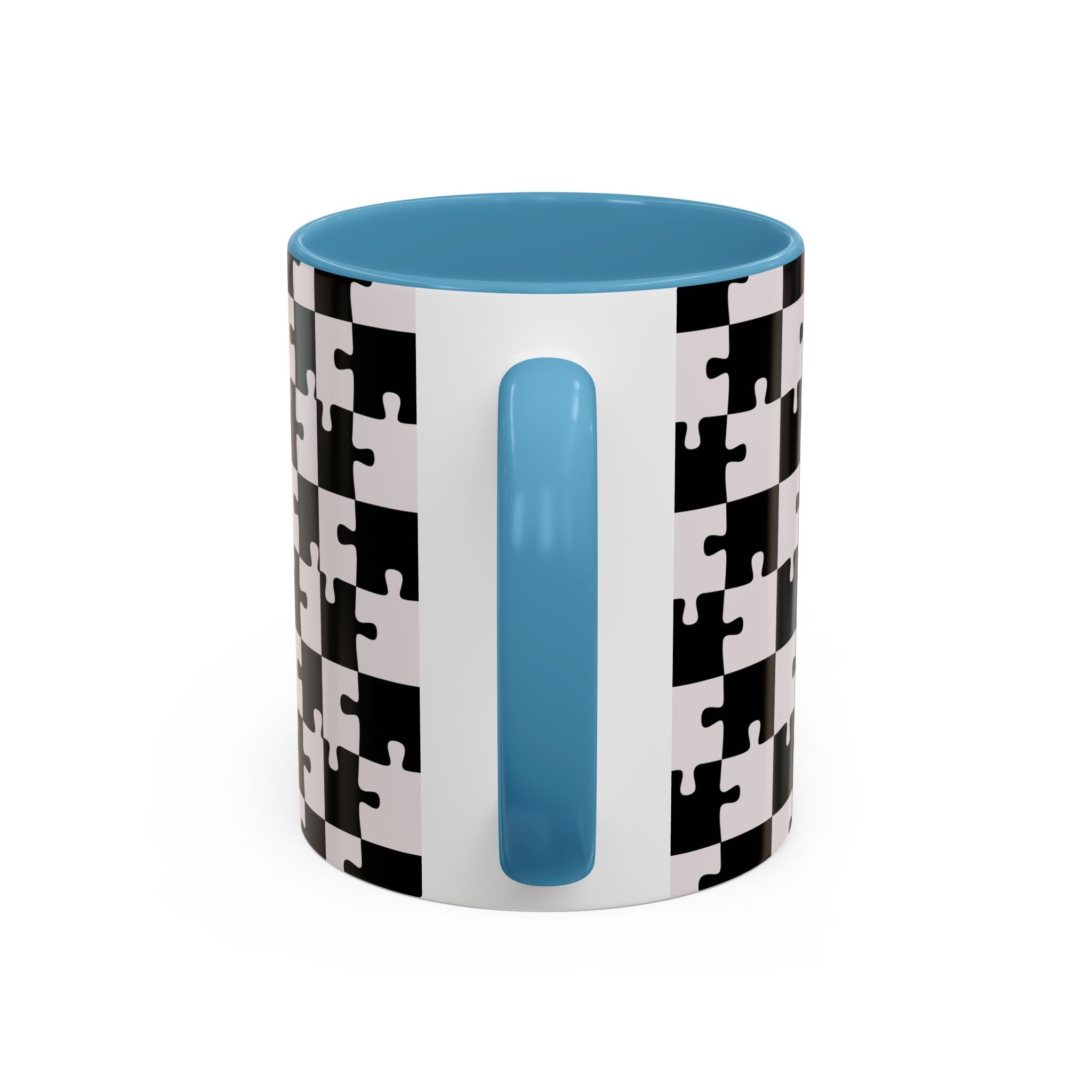 Black & White Puzzle Checkerboard Accent Coffee Mug
