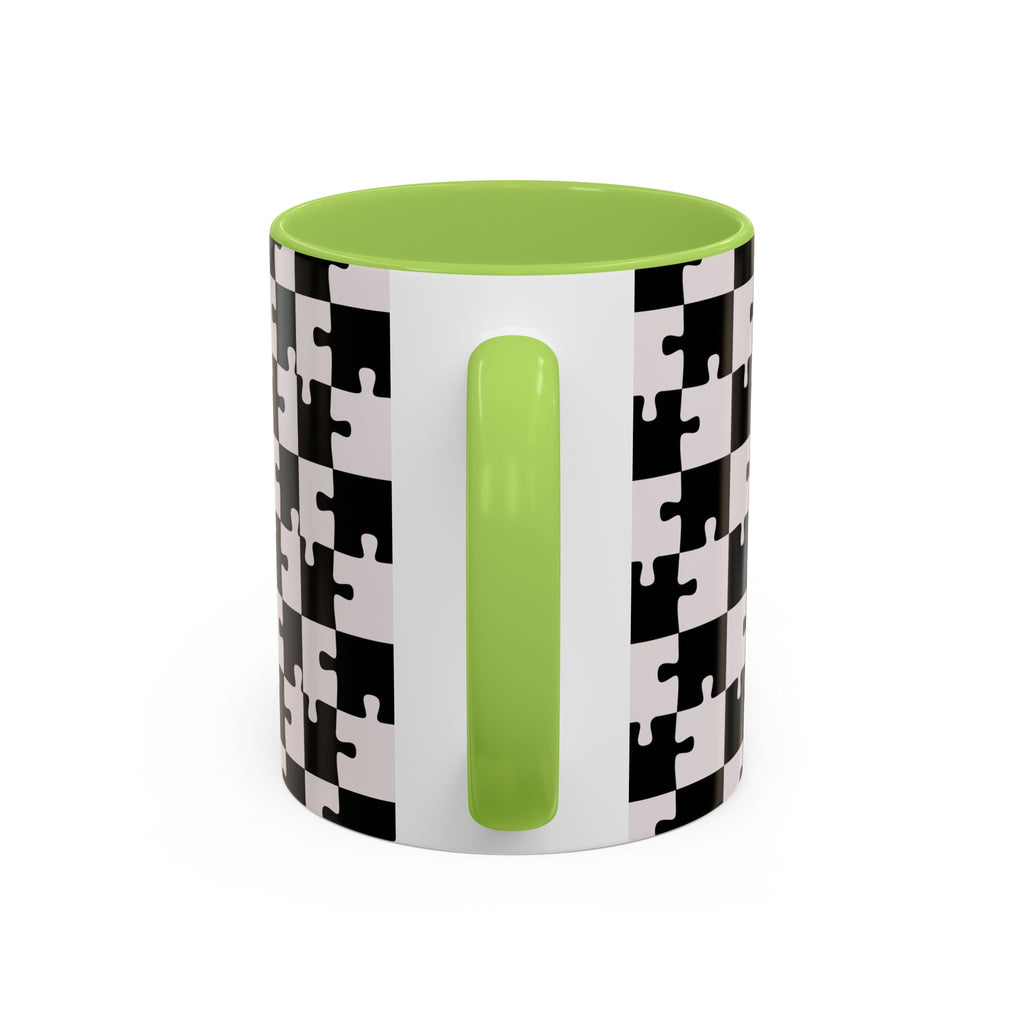 Black & White Puzzle Checkerboard Accent Coffee Mug
