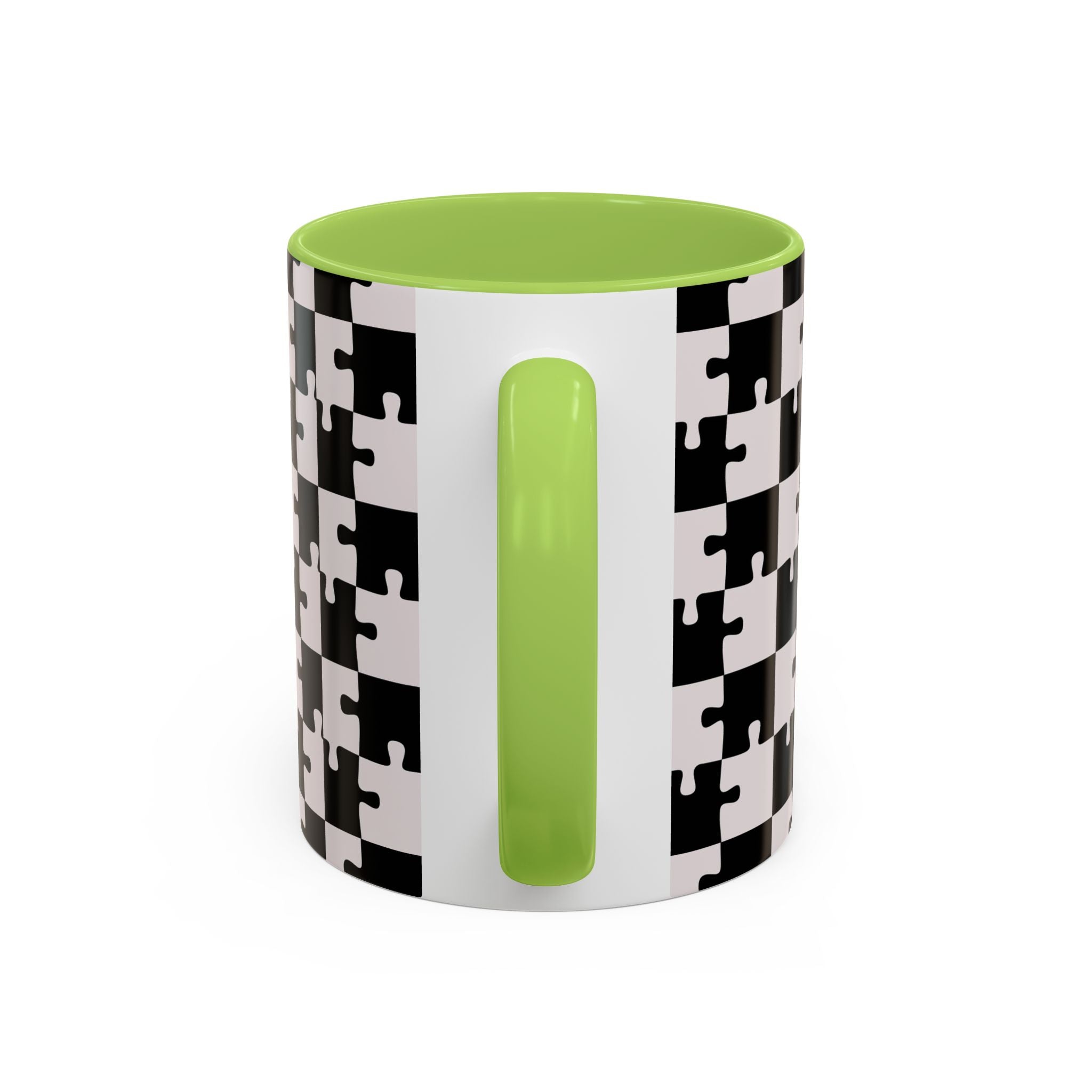 Black & White Puzzle Checkerboard Accent Coffee Mug
