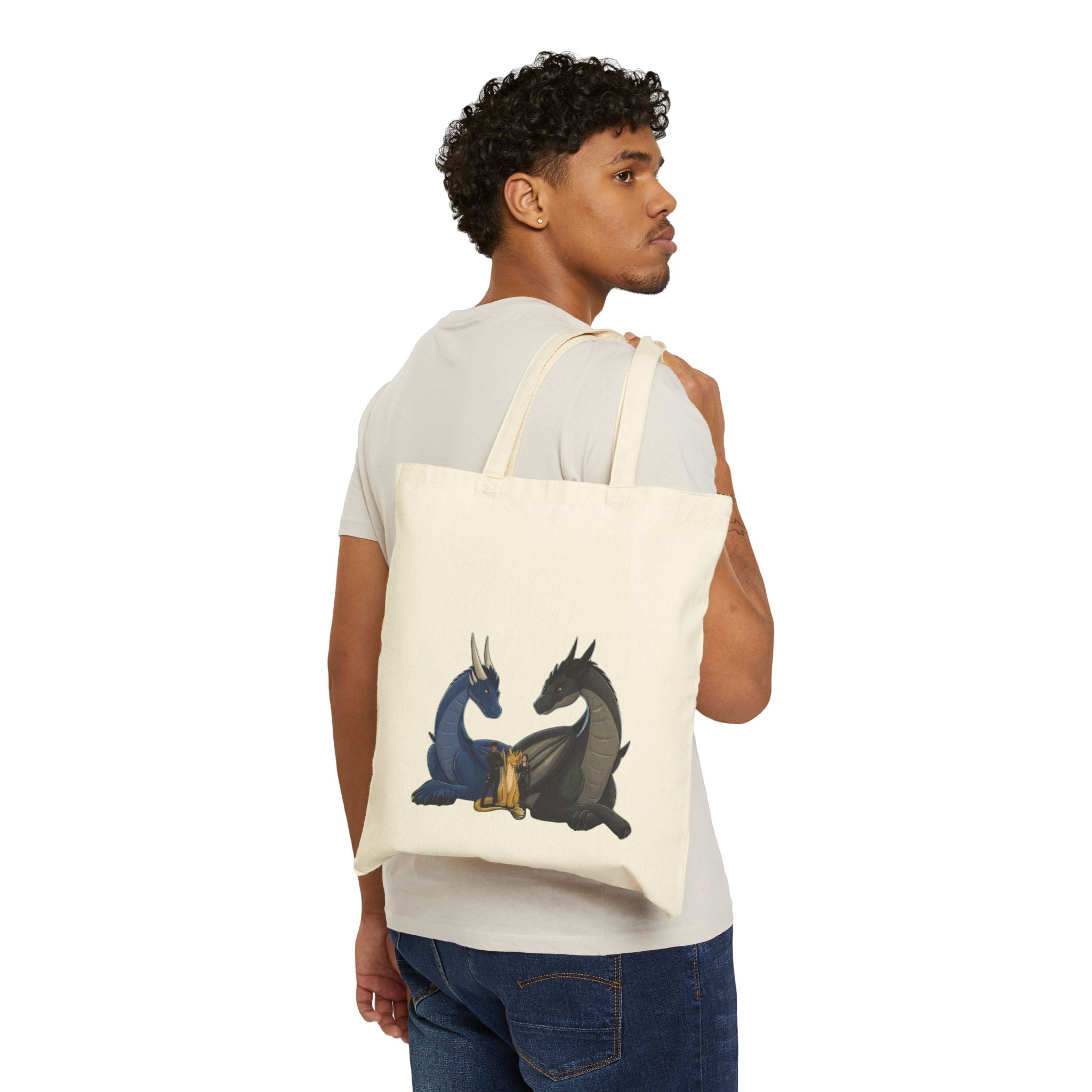 Dragon Rider Cotton Tote Bag — Illustration & Quote ‘A dragon without its rider is a tragedy’