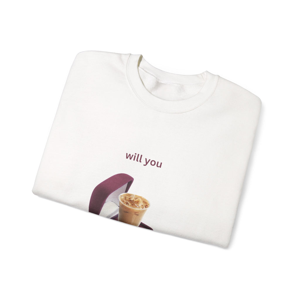 Crewneck Sweatshirt - "Will You Get Coffee With Me?" Iced Coffee Proposal Graphic