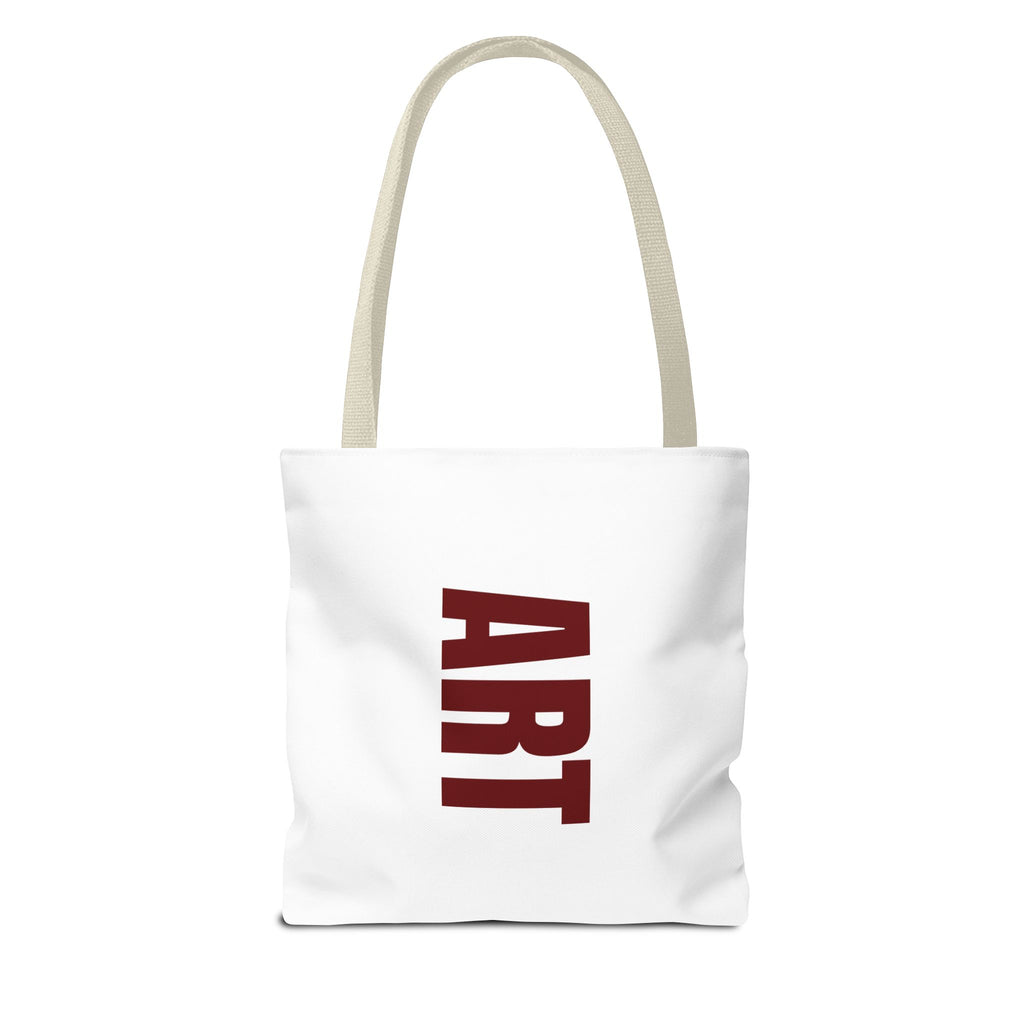 Artistic Martini Tote Bag — Red Boots & 'ART' Graphic All-Over Print Tote