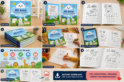 ABC Animal Coloring & Tracing Book
